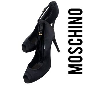 Moschino Elegant Black Peep-Toe Heels